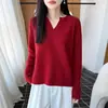 Suéter 100% lana con bordes enrollados, 26 estilos nuevos, tejido calado, holgado, casual, top adelgazante