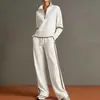 Outono 2026 Novo Conjunto Esportivo Europeu e Americano Moda Casual Cor Sólida Top + Calça Longa Conjunto de Duas Peças