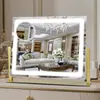 Espejo de Escritorio para Maquillaje con Luz, Espejo de Tocador Inteligente USB, Luz Ajustable de Tres Colores, Espejo de Maquillaje Cuadrado LED, Dedicado para Maquilladores