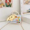 Bolso cuadrado pequeño de moda para niños, bolso cruzado de cadena moderna, lindo bolso de mano de perlas, mochila pequeña para niñas de color contrastante, venta al por mayor