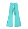 Conjunto de duas peças para mulheres: top curto roxo taro slim e calça pantalona, moda casual de início de outono, conjunto esportivo para um look slim