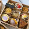 Caixa de Sobremesa de Nove Divisões para Piquenique de Acampamento Caixa de Embalagem para Frutas Caixa de Embalagem de Papel para Cupcake Mousse Nove Divisões