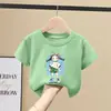 2456 # Tops de Verão para Meninas Camisetas de Algodão Puro com Manga Curta para Crianças Novidades de Verão 2025 para Mulheres Mangas Curtas para Crianças