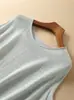 Top de Verano Seco y Transpirable de Hilo de Papel Japonés Tejido sin Costuras con Cuello de Borde Enrollado H061110
