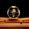 Flor 3D Láser Fabricación Tallado Interior Bola de Cristal Luz Nocturna Luminosa Decoración de Escritorio Artesanías Adornos