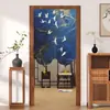 Nueva cortina de medio panel para dormitorio estilo chino, cortina translúcida con patrón de bambú y decoración de colgante, separador de puerta, sin clavos, cortina de diseño único, modelo nuevo