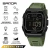 Relógio Transfronteiriço da Marca Sanda Multifuncional Cronometragem À Prova D'água Luminoso Eletrônico Simples Digital em Formato de Barril Relógio Masculino