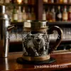 Taza de Cerveza Retro con Toro Salvaje en Relieve Taza de Café de Acero Inoxidable con Relieve Resina Taza para Beber Bar Copa de Vino Personalizada