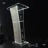 Podio transparente en stock, atril de cristal, soporte acrílico para anfitrión, podio para presentador, mostrador de servicio y mostrador de atención al cliente