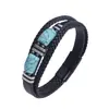 Pulsera de Cuero de Acero Inoxidable Pulsera de Cuero Turquesa Imitación de Moda Europea y Americana Tecnología de Tejido Multicolores Opcionales Suministro Directo de Fábrica