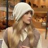 Gorro de Punto para Mujer, Estilo Fino de Otoño e Invierno, Gorro Slouchy de Ala Enrollada Transfronterizo, Circunferencia de Cabeza Grande, Sensación Moderna y de Alta Gama, Gorro de Invierno para Hombre que Afina el Rostro