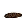 Presilhas de cabelo de veludo com estampa de leopardo estilo retrô coreano, grampos de cabelo ovais em formato de gota d'água, presilhas laterais elegantes e estilosas para franjas