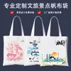 Bolsa de Lona Personalizada Cenário Urbano Cultural e Criativo Logo Texto Grande Capacidade Bolsa de Ombro Bolsa de Compras Promoção de Turismo Cultural Bolsa de Lona