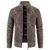 Suéter cárdigan a rayas con cuello alto de comercio exterior para jóvenes, moderno, con cremallera, chaqueta para hombre, punto casual para otoño e invierno
