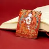 Núcleo de Pintura Thangka Pintado à Mão com Detalhes em Ouro com Imagem da Mão de Buda, Pingente da Montanha Wutai, Signo do Zodíaco Serpente, Colar Tridimensional Dainichi Amitabha Atacado