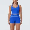 Novo Estilo Transfronteiriço Europeu e Americano Bloco de Cores Escovado Lettering Costas Bonitas Justo Conjunto de Roupa de Yoga Esportes Corrida Fitness Conjunto de Duas Peças