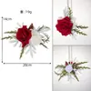 Nueva rosa artificial burdeos flor decorativa para pasteles de cumpleaños, adorno para postres de repostería estilo occidental, arte floral artificial