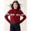 Suéter de Punto de Lana Jacquard Fair Isle de Cuello Medio para Mujer, Nuevo Estilo Primavera Temprana 2026, Corte Holgado, Adelgazante, Top del Año Zodiacal