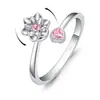 Anillo Rotatorio Nuevo Creativo de Flor de Loto Transfronterizo Anillo de Flor Dulce Femenino Anillo de Dedo Índice de Diamante Fresco para Estudiante Joyería