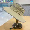 Chapéu de Pescador Novo Estilo de Verão com Aba Larga para Proteção Solar para Homens e Mulheres, Sombreiro para Exterior, Secagem Rápida, Respirável, Anti-UV, Tendência