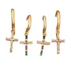 Joyas Calientes Europa y América Celebridad de Internet INS Cruz Caliente Nicho Simple Retro Chapado en Cobre Oro de 18 Quilates Pendientes Pendientes