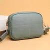 Bolsa de cuero para mujer transfronteriza al por mayor 2022 nueva piel de primera capa línea de bordado bolsa cuadrada pequeña simple bolsa de hombro cruzada de cuero suave