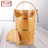 Barril de Madera con Tapa para Remojo de Pies de Cedro, Bañera Calentada para Pies, Barril de Fumigación, Terapia Caliente para Pies, Barril para Lavado de Pies al Vapor para Uso Doméstico y Mayorista