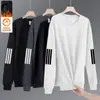 Nova Camiseta de Manga Longa com Gola Redonda Outono/Inverno 2025 Moletom Espesso Versátil Tendência Camiseta Básica Moda Masculina