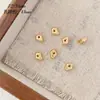 Contas Espaçadoras de Cor Preservada Banhadas a Cobre 18K com Furo Grande e Superfície Irregular Côncava-Convexa Anel Ondulado Corrente Pulseira Acessórios DIY Feitos à Mão