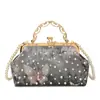 Bolso de Concha Incrustado con Perlas Estilo Celebridad de Internet 2025 Nuevo de Primavera Bolso de Mano de Moda Texturizado Bolso de Hombro para Mujer