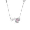 Collar de plata de ley 925 con diseño de flor para mujer, cadena de clavícula con circonita rosa de lujo y colgante de pétalos.