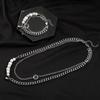 Collar europeo y americano Hip Hop SUN Collar de perlas reflectantes Collar de acero inoxidable Cadena de clavícula de perlas Collar de pareja Acero de titanio