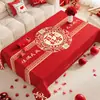 Toalha de Mesa de Centro para Casamento, Não Lavável, Impermeável, à Prova de Óleo, Toalha de Mesa Vermelha com Atmosfera Festiva, Toalha de Mesa para Decoração de Noivado e Recém-Casados