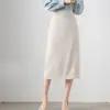 Falda para Viajar al Trabajo para Mujer 2025 Principios de Primavera Nuevo Estilo Gama Alta Efecto Adelgazante Falda de Una Pieza Abertura Falda Profesional para Traje Falda que Cubre la Cadera