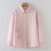 Camisa Elegante Versátil de Manga Longa Cor Sólida Bordado Floral Romântico Artístico Pesado Primavera e Outono 2026