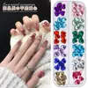 Set de decoración de uñas con 12 compartimentos, tamaños mixtos de pedrería para uñas blanco transparente, diamantes para uñas de color AB con base plana