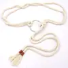Cinto de Corda de Algodão Trançada em Linho Retrô Juvenil para Vestido Decorativo Feminino Acessórios de Concha Corrente de Cintura Estilo Étnico Amarrado