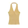 25078-Top Sexy Ajustado Sin Mangas Estilo Europeo y Americano para Mujer 2025 Nuevo Sexy Tirante Cruzado Halter