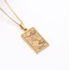 Transfronterizo Nuevo Europeo y Americano 22 Elementos de Tarjeta de Tarot Colgante de Tarjeta Cuadrada Collar Cadena Larga Clavícula Dama Simple Retro