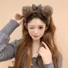 Diadema de estilo coreano kawaii para niña, bonita diadema de felpa con dibujos animados para otoño e invierno, diadema para lavarse la cara a presión con el pelo de niña dulce