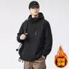 Nueva chaqueta de otoño e invierno para hombre de talla grande, abrigo con capucha de estilo simple para el trabajo, top cortavientos holgado extragrande
