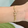 Pulseira Exquisita com Puxador de Laço Estilo Fada Flor Zircônia Borboleta Design de Nicho Pulseira Versátil