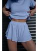 Estilo INS Hueco Manga Corta Shorts Cruzados Sexy Divididos Casual Sueltos Color Sólido Pijama Dos Piezas Ropa de Casa para Mujer