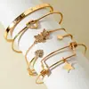 Moda Retro Transfronteriza Europea y Americana Pulseras en Capas Exageradas Geométricas Simples Patrón de Olas Flor Abierta Lisas