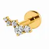 Joias para piercing de comércio exterior F136 brincos com pingente pequeno em titânio puro com zircônia, tarrachas de osso da orelha com rosca interna, sensação de alta qualidade, amigável para a orelha