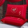 Almohada de boda roja brillante almohada de bordado de boda núcleo de almohada par único almohada para el cuello del hogar regalo festivo de dote