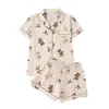 2026 Nuevo Conjunto de Pijama de Cardigan de Seda de Leche Transfronterizo con Estampado para Mujer de Manga Corta y Shorts Ropa de Casa Transfronteriza Venta al por Mayor