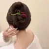Pinza de Pelo de Tul con Flocado para Mujer Parte Trasera de la Cabeza Placa de Un Carácter Pinza para el Pelo Celebridad de Internet 2023 Pinza Vintage Tocado Accesorios para el Cabello