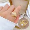 [Galvanoplastia de ouro real] Design Europeu e Americano ins Wind Geometry Diamond Ball Ring Anel Aberto de Vento Frio para Mulheres