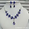 Nuevo traje de dama 2024 transfronterizo europeo y americano zafiro azul collar gota de agua aretes conjunto de dos piezas boda ceremonia de noche